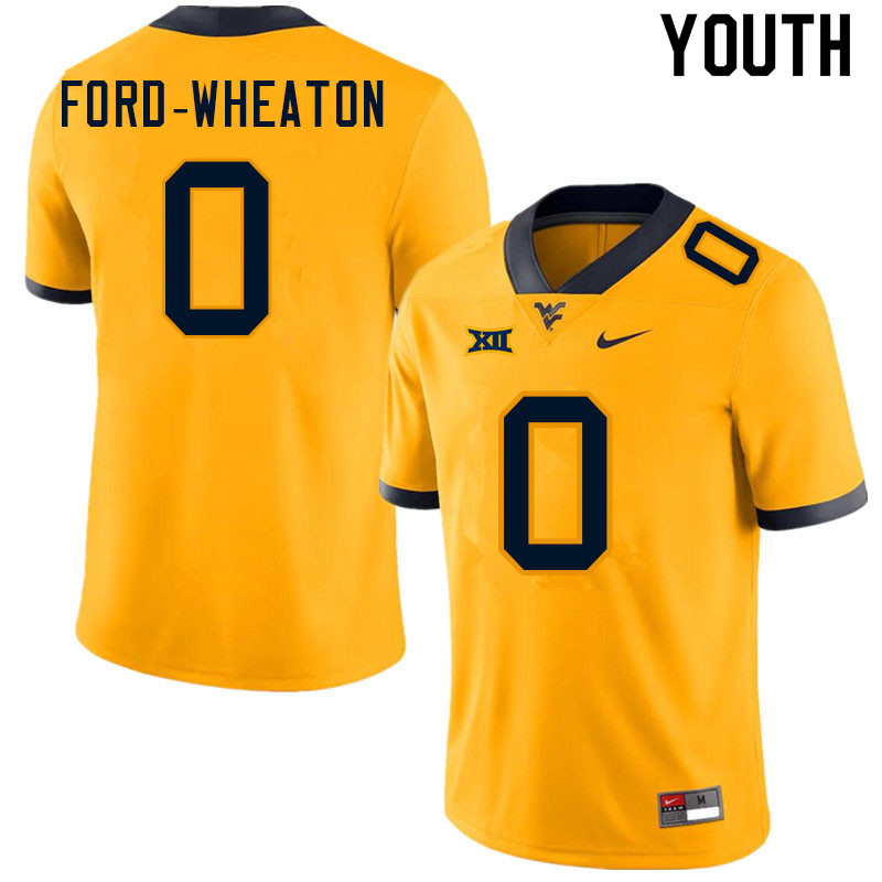 NCAA Youth Bryce Ford-Wheaton West Virginia Mountaineers Gold #0 Nike Stitched Football College Authentic Jersey HF23C86WZ
